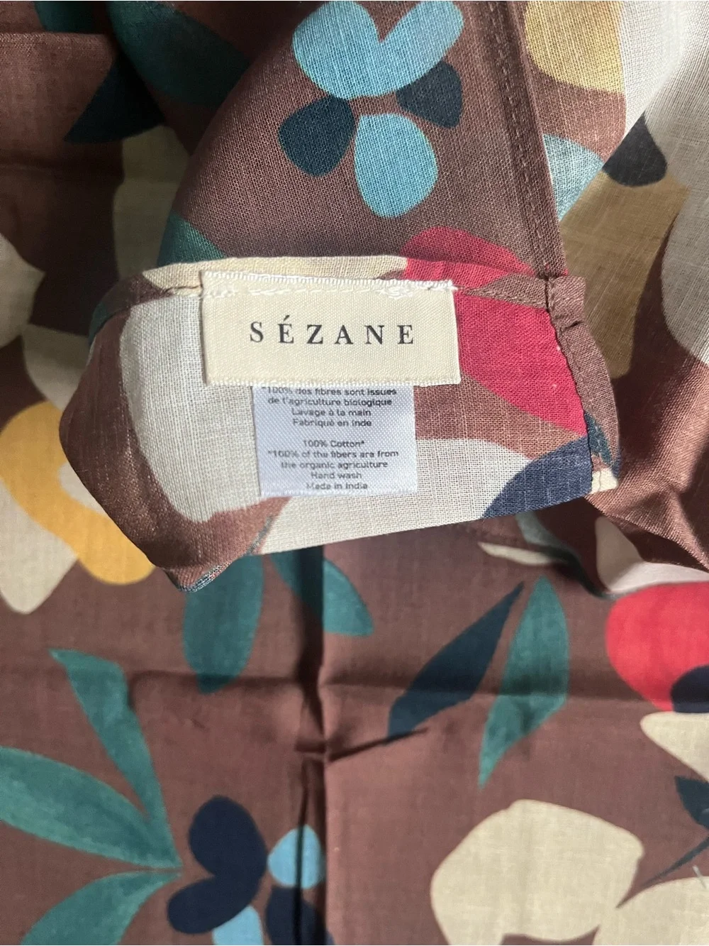 NWT Sezane Le Foulard Scarf, brown floral